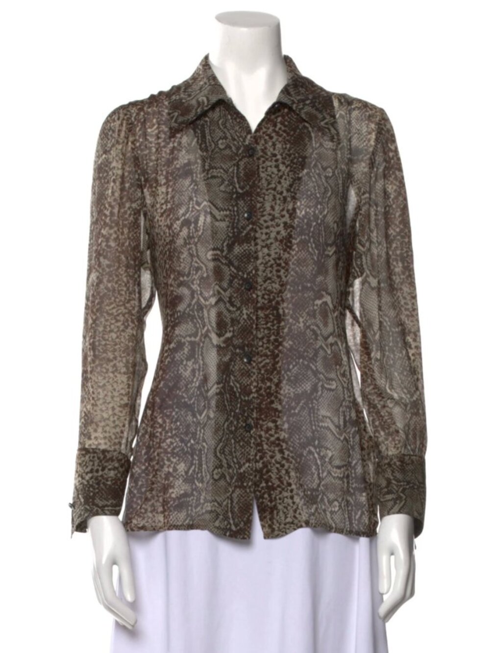 Alice + Olivia Silk Snake Animal Print Button-Up Top Size S